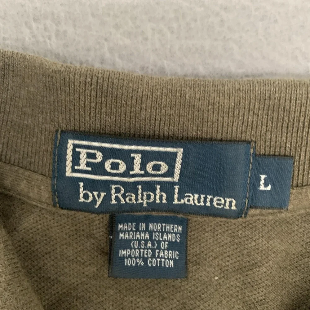 Vtg Polo Ralph Lauren Polo Shirt Large Green Rugby Long Sleeve 90s Preppy Mens L